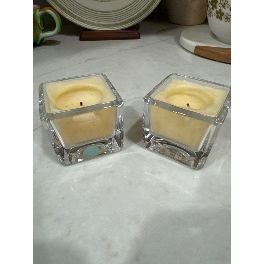 Tiffany & Co Crystal Clear Votive Candle Holders Square Set Of 2